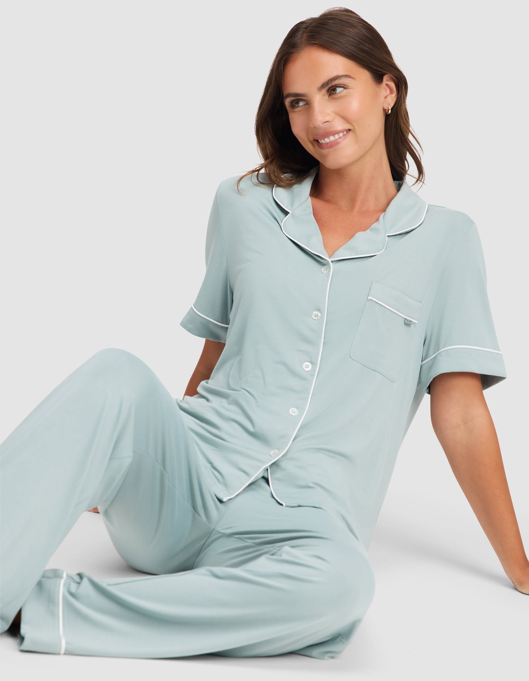 Women's Bamboo Stretch-Knit Short Sleeve & Pant Pajama Set - Image 8